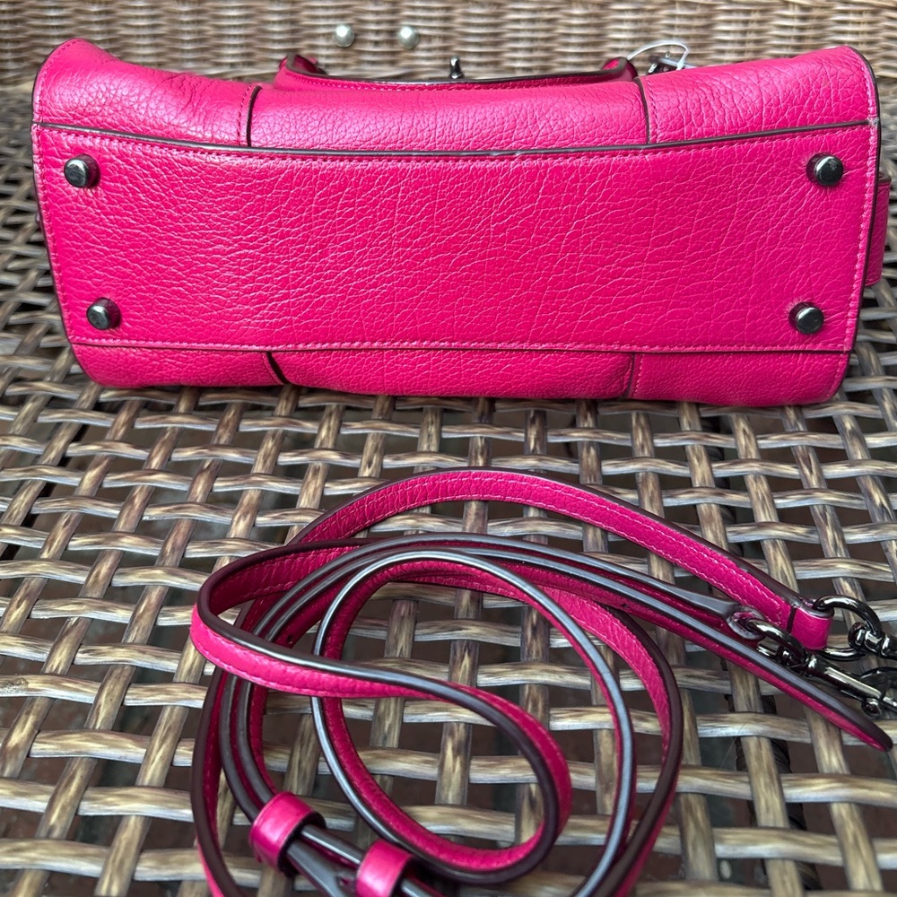 COACH Pink Willow Floral Mercer Satchel 24 In Grain Leather - Picture 11 of 13